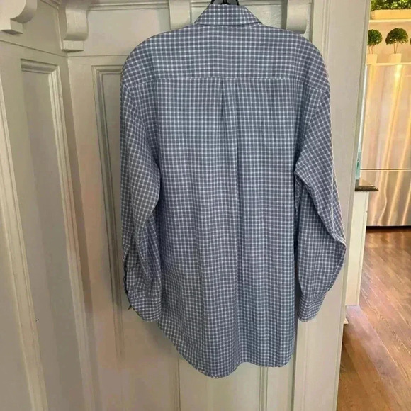 Peter Millar Shirt Mens Small Blue White Gingham Plaid Long Sleeve Button Down - Picture 2 of 8